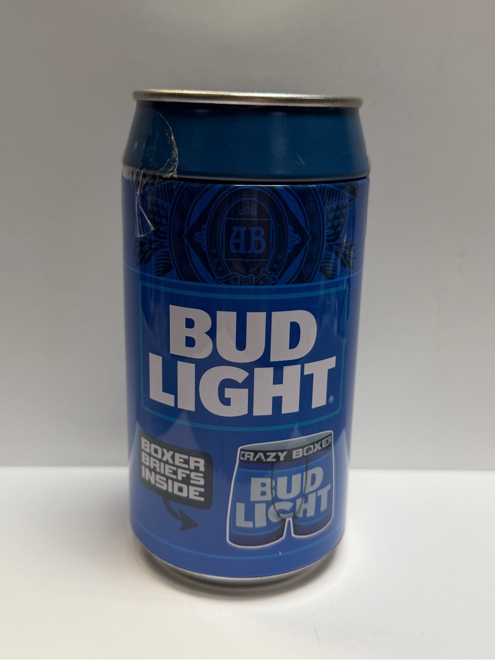 Bud Light Crazy Boxer Men’s Boxer Briefs Size M Can Tin New Sealed 2021